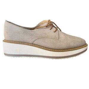 Andre Shoes Brown Faux Suede Leather Derby Wedge Loafers Womens 37 US 6 Casual